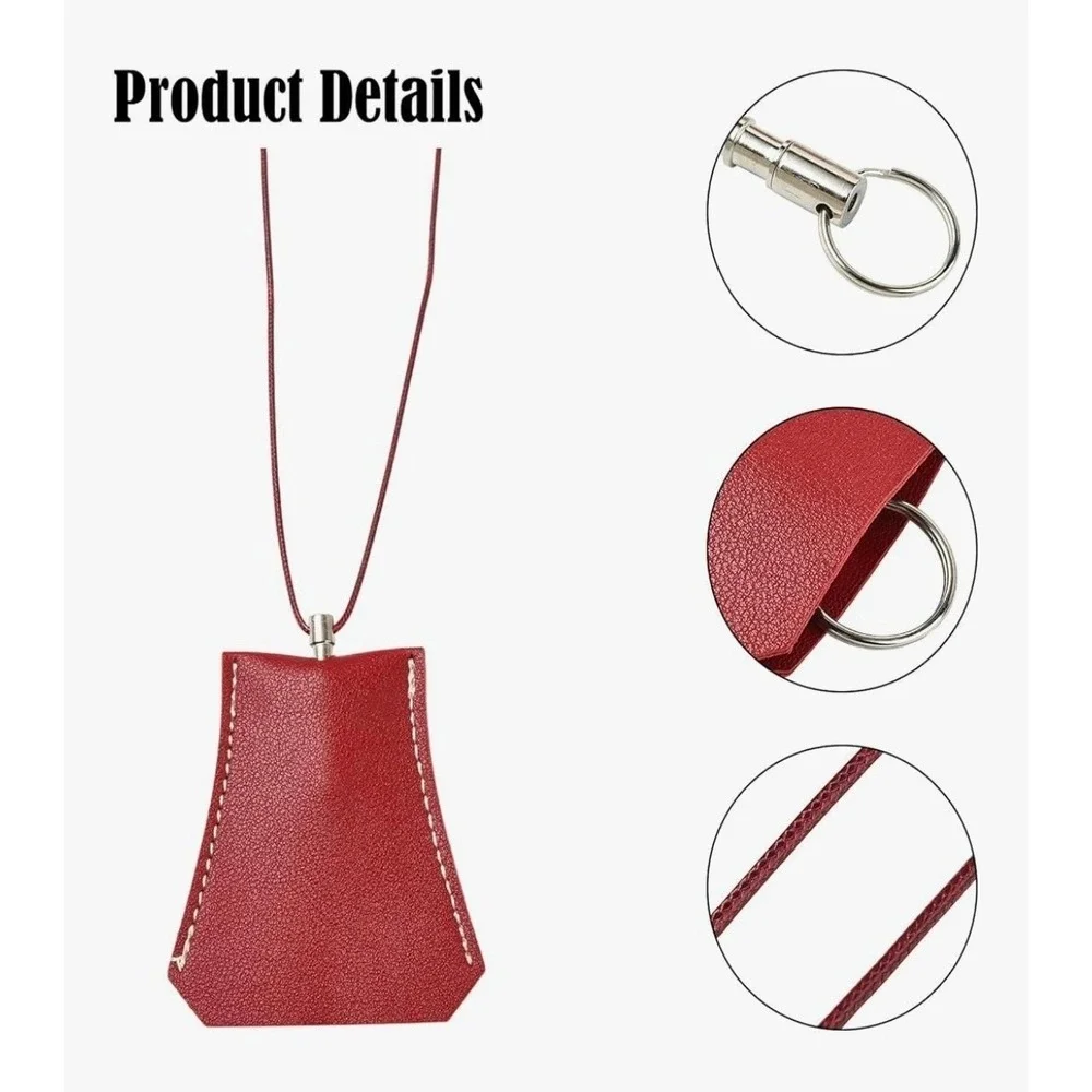 LiQunSweet 3pc Leather Car Key Case Pull-Out Neck‎ Hanging Protective Sleeve Set